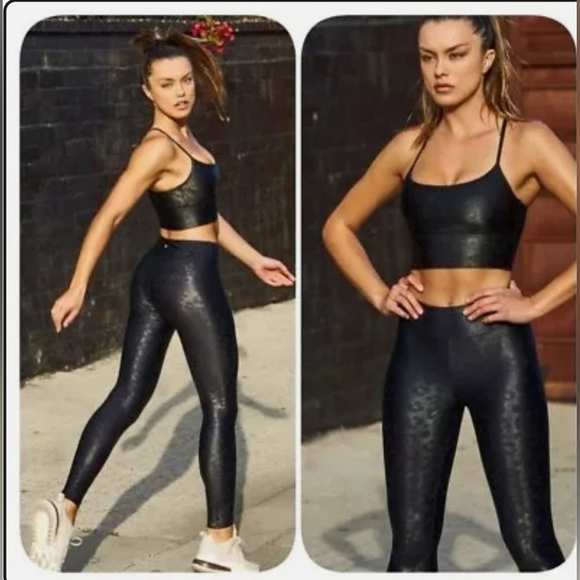 Koral Black Leggings with High Waist and Sparkly Design - Picture 5 of 9